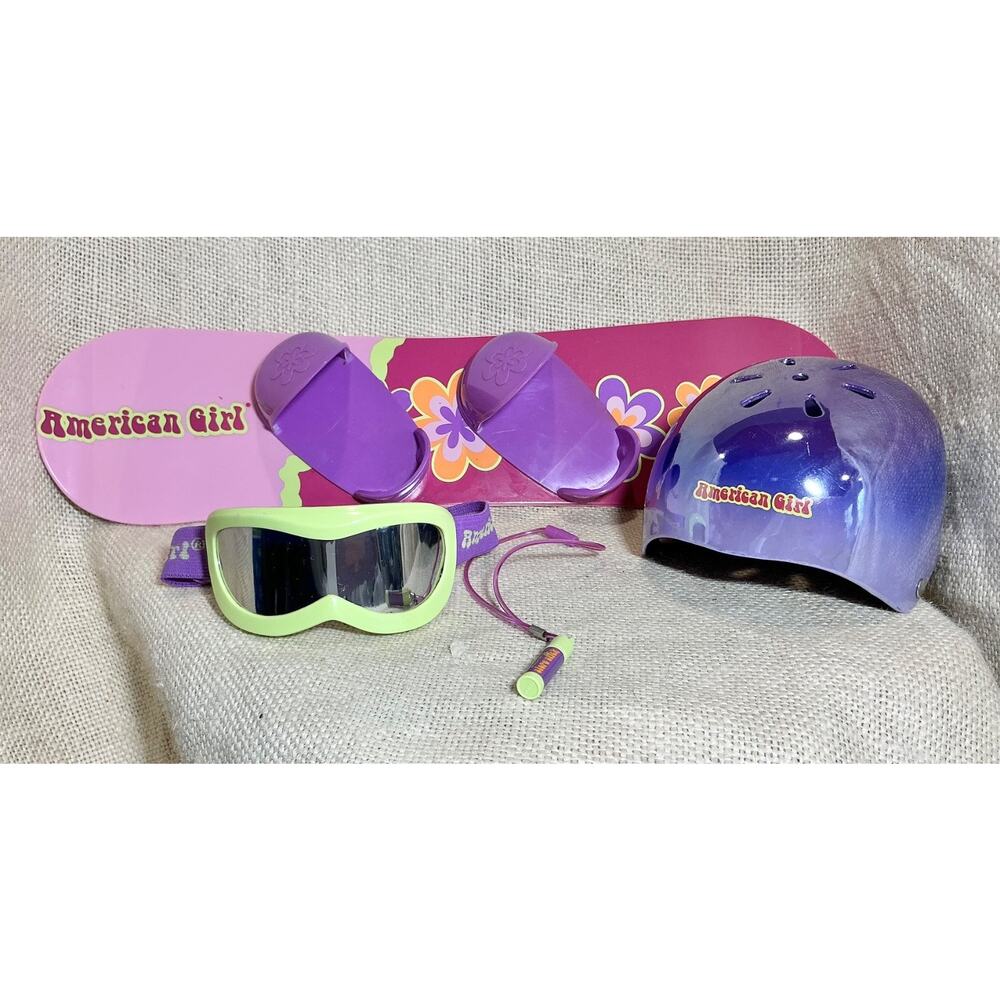 AMERICAN GIRL Snowboard Gear helmet goggles necklace snowboard in original box